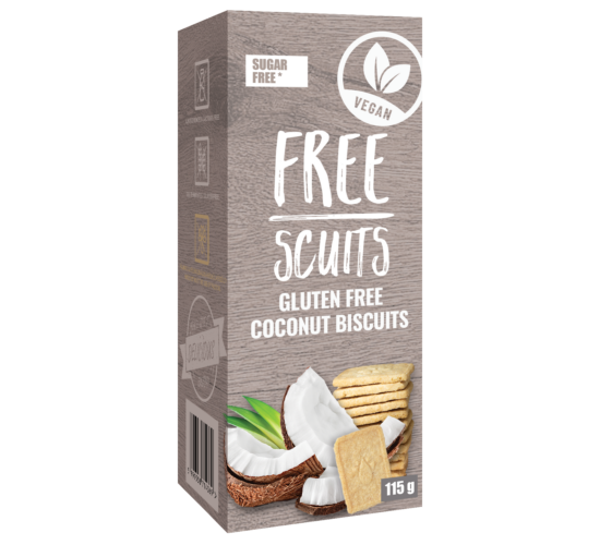 FreeScuits gluténmentes kókuszízű keksz édesítőszerrel 115g
